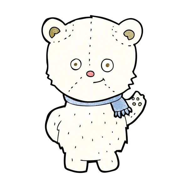 Cute cartoon polar bear waving — Stock Vector