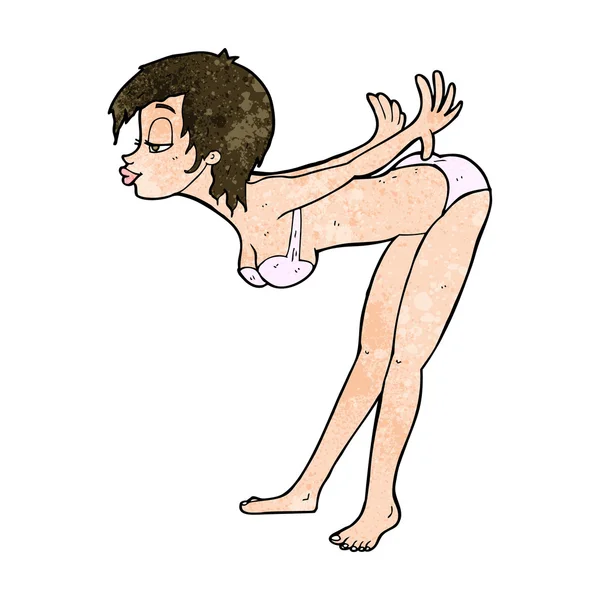 Cartoon pin-up girl i underkläder — Stock vektor