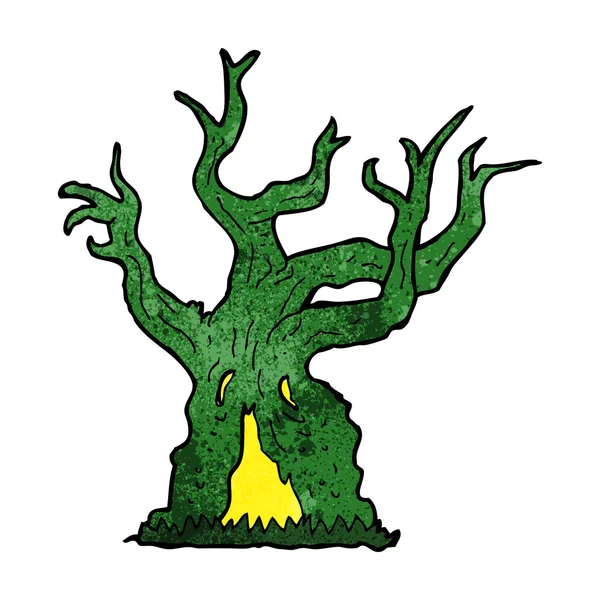 漫画気味の悪い古い木 — ストックベクタ