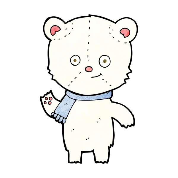 Urso polar dos desenhos animados acenando — Vetor de Stock
