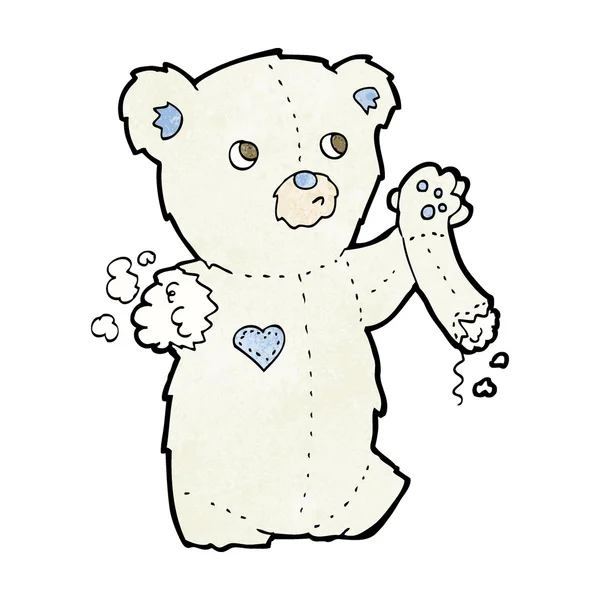 Cartoon teddy polar bear with torn arm — Stock Vector