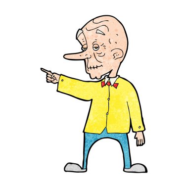 Çizgi film ihtiyarı işaret ediyor.