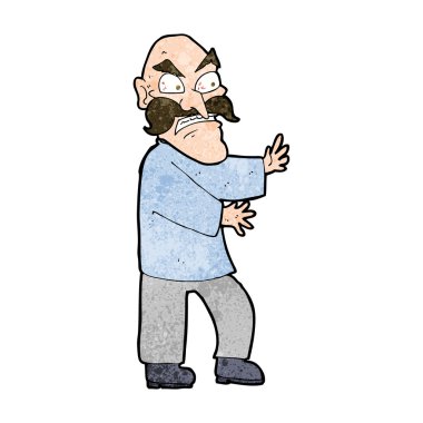 Çizgi film kızgın yaşlı adam.