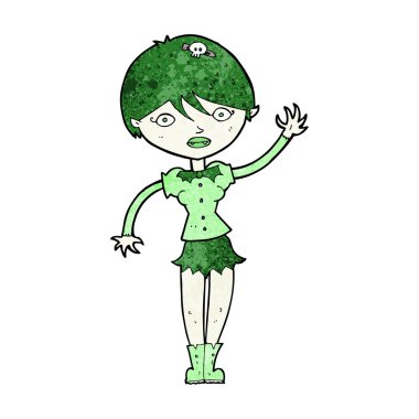 Çizgi filmdeki vampir kız el sallıyor