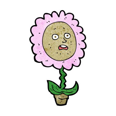 yüzü olan çizgi film çiçek