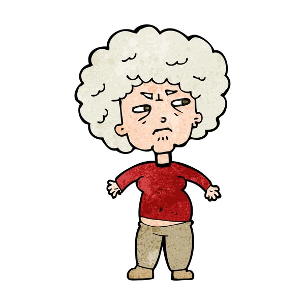 Cartoon annoyed old woman — Stock Vector