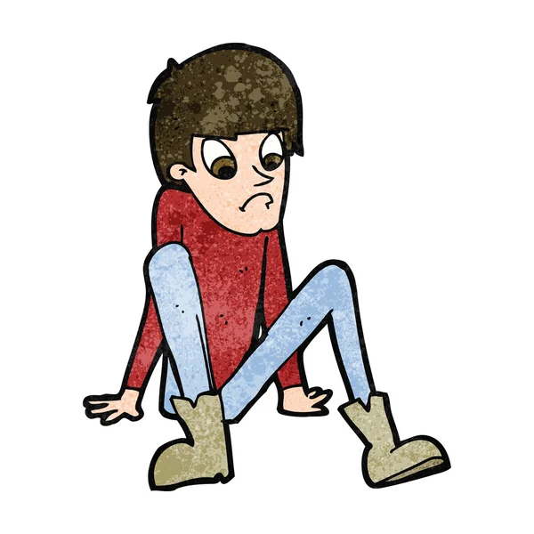 Cartoon menino sentado no chão — Vetor de Stock