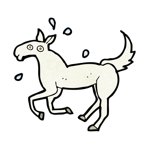 Dibujos animados caballo sudoración — Vector de stock