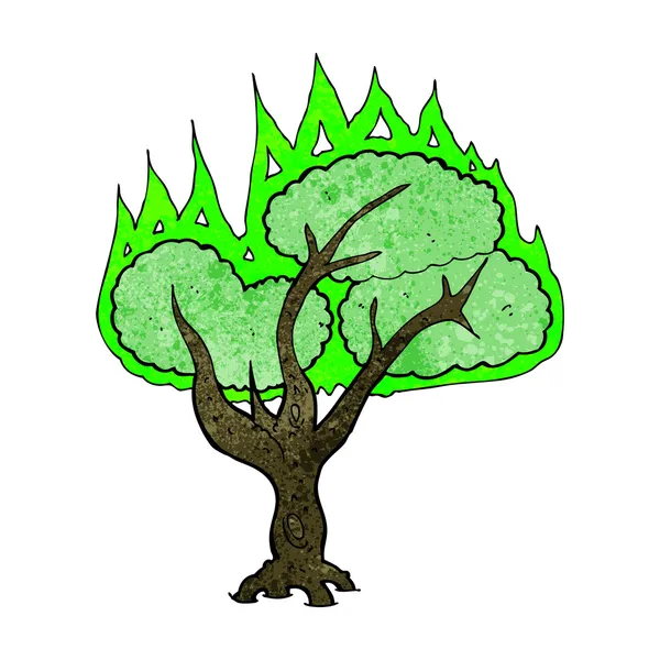 Dibujos animados espeluznante árbol ardiente — Vector de stock