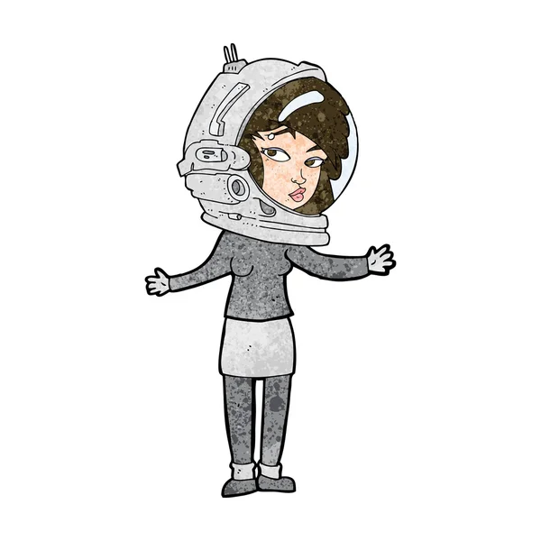 Cartoon woman wearing astronaut helmet — Stock Vector