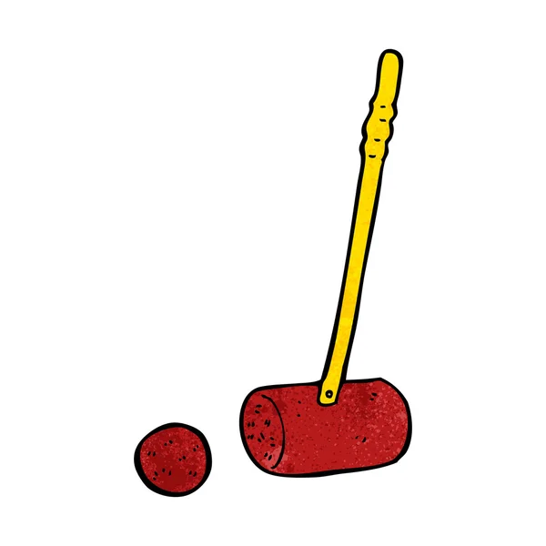 Cartone animato croquet maglio e palla — Vettoriale Stock