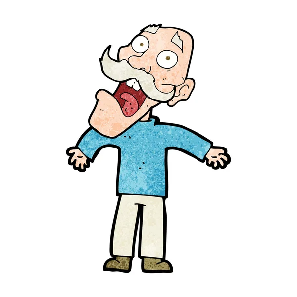 Cartoon terrified old man — Stock Vector