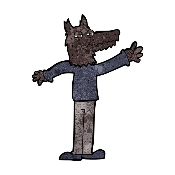 Lobo acenando desenhos animados — Vetor de Stock