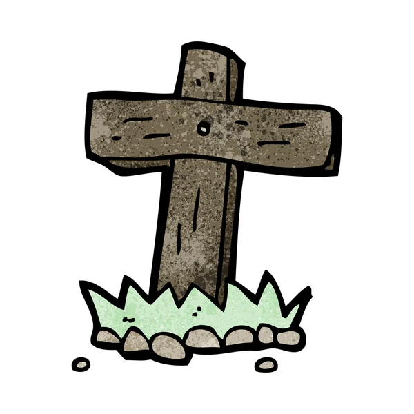 Dessin animé croix en bois tombe — Image vectorielle