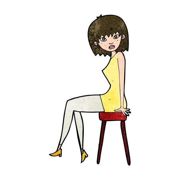 Kreskówka kobieta siedzi na stołku — Wektor stockowy