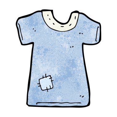 Karikatür yamalı eski tişört