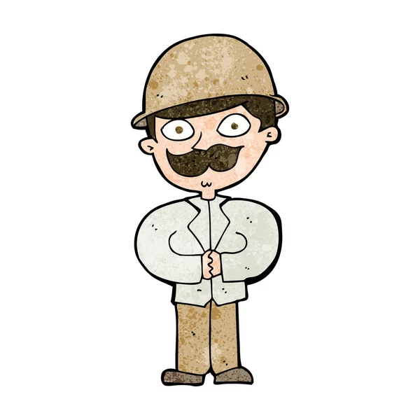 Hombre de dibujos animados en sombrero de safari — Vector de stock