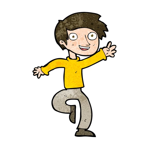 Cartoon opgewonden jongen dansen — Stockvector