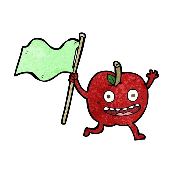 แอปเปิ้ลการ์ตูนที่มีธง — ภาพเวกเตอร์สต็อก
