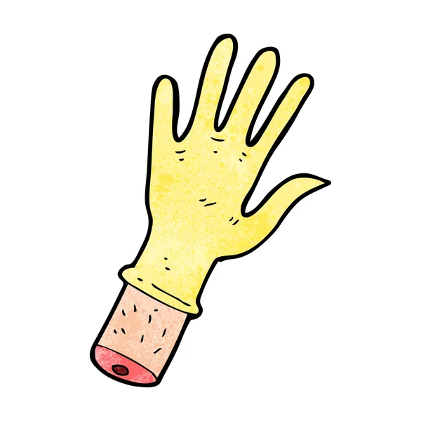 Mano de dibujos animados con guante de goma — Vector de stock