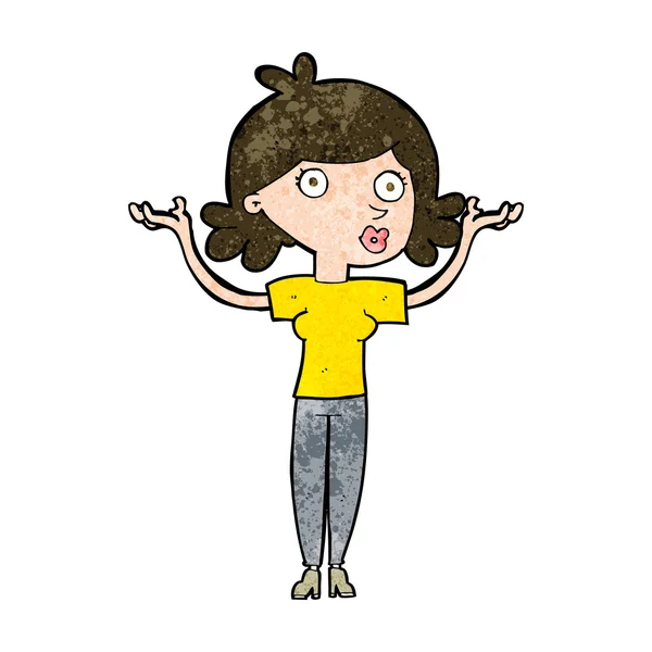 Mujer de dibujos animados lanzando brazos en el aire — Archivo Imágenes Vectoriales
