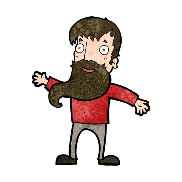 Cartoon man with beard waving — Stock Vector