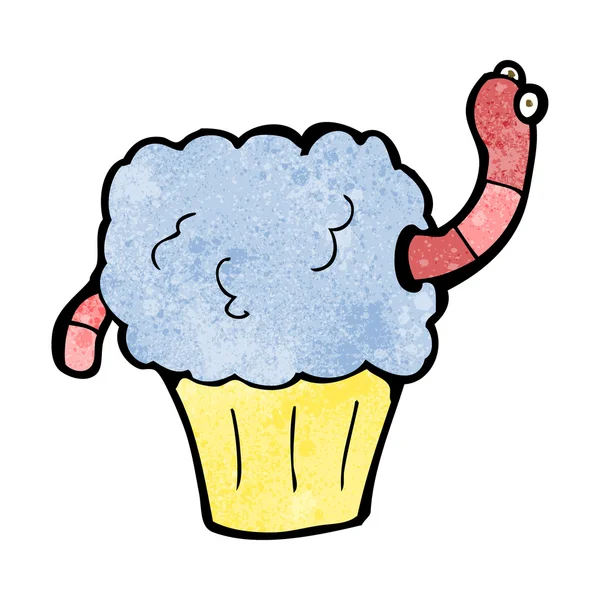 Cartoon worm in cupcake — Stockvector