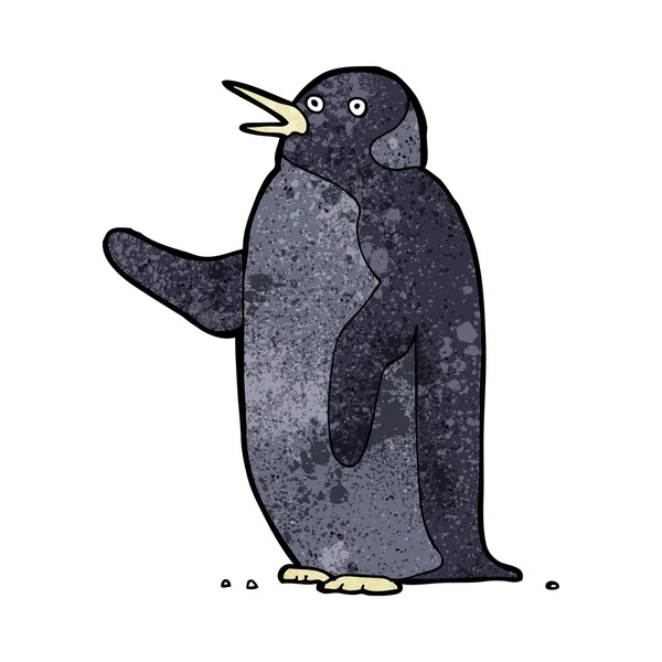 Penguin kartun melambaikan tangan - Stok Vektor