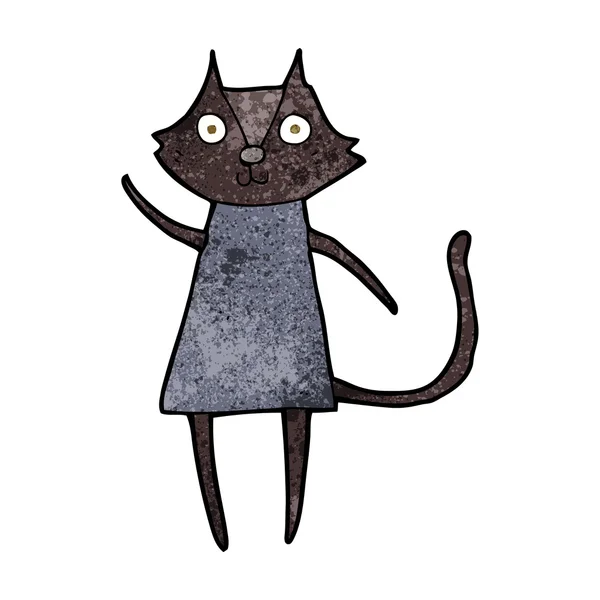 Siyah kedi sallayan sevimli çizgi film. — Stok Vektör