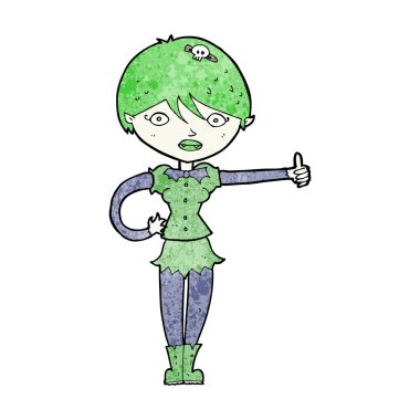 Çizgi filmdeki vampir kız başparmak işareti veriyor.