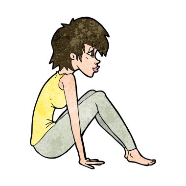 çizgi film kadın oturuyordu