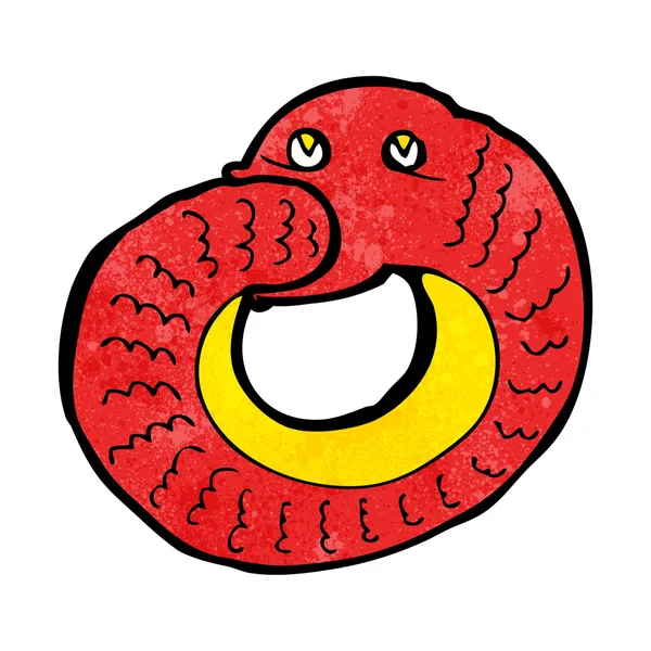 Cartoon snake eating own tail — Stock Vector