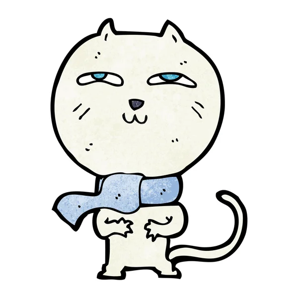 スカーフを着て漫画の面白い猫 — ストックベクタ