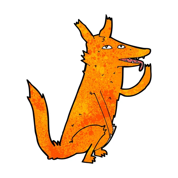 Cartoon fox likken paw — Stockvector