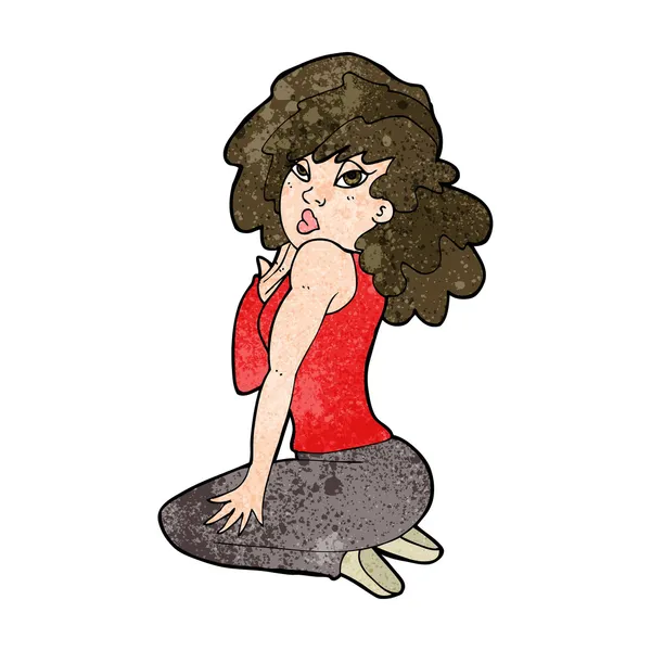 Mujer de dibujos animados posando — Vector de stock