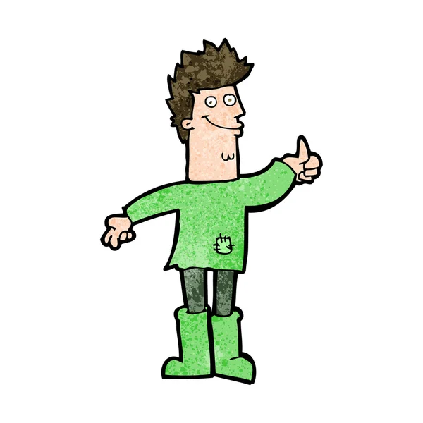 Cartoon positief denken man in lompen — Stockvector