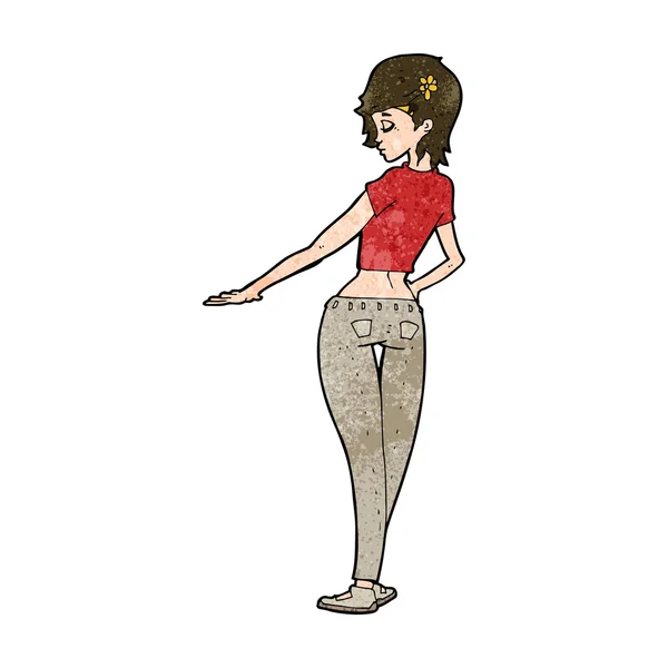 Мультфильм красивая девушка в джинсах и футболке — стоковый вектор