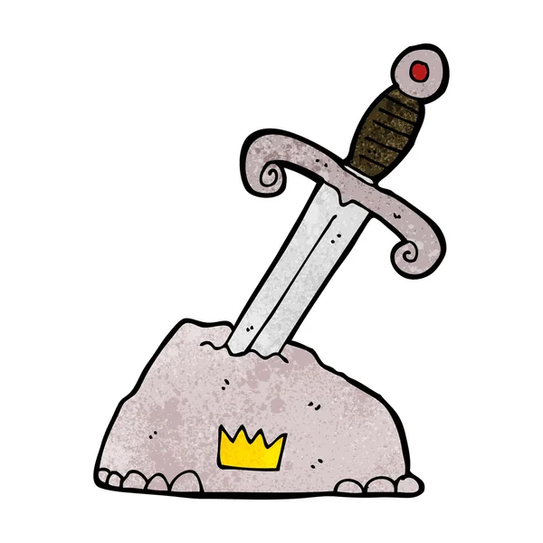 Espada de dibujos animados en piedra — Vector de stock