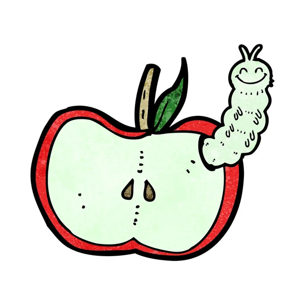 Manzana de dibujos animados con insecto — Archivo Imágenes Vectoriales