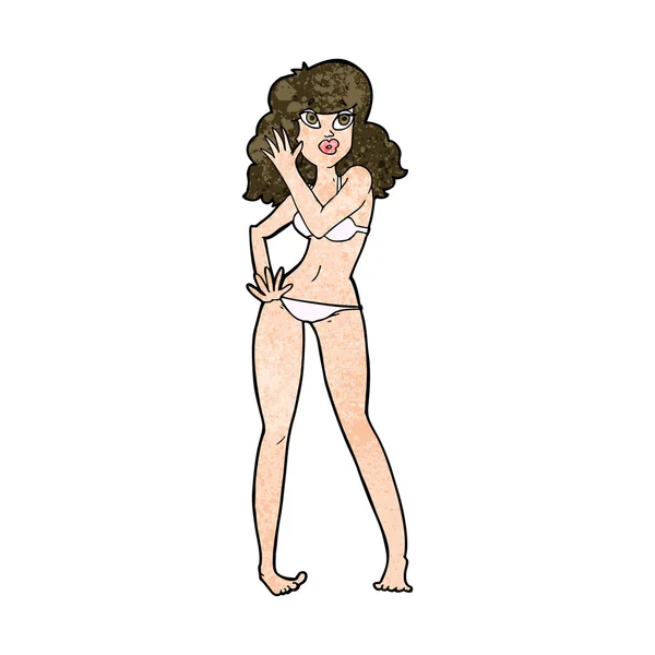 Dibujos animados mujer bonita en bikini — Vector de stock