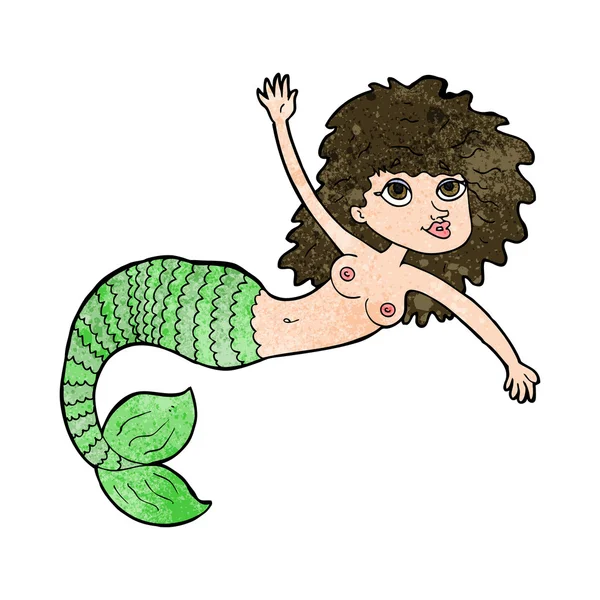 Caricatura ondeando sirena — Vector de stock