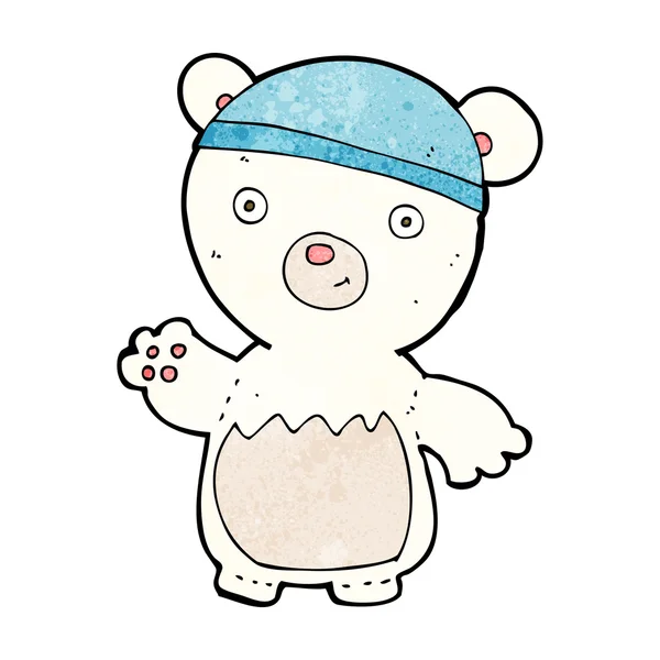 Cartoon polar bear wearing hat — Stock Vector