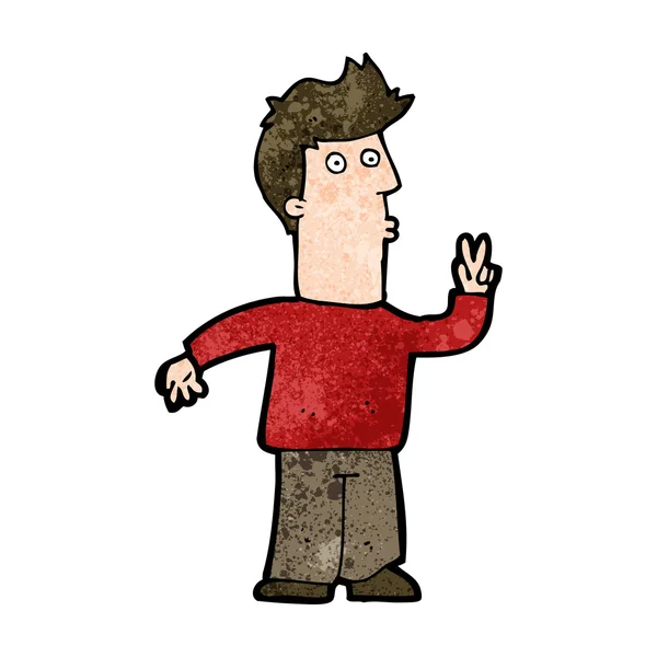 Cartoon man signalering met de hand — Stockvector