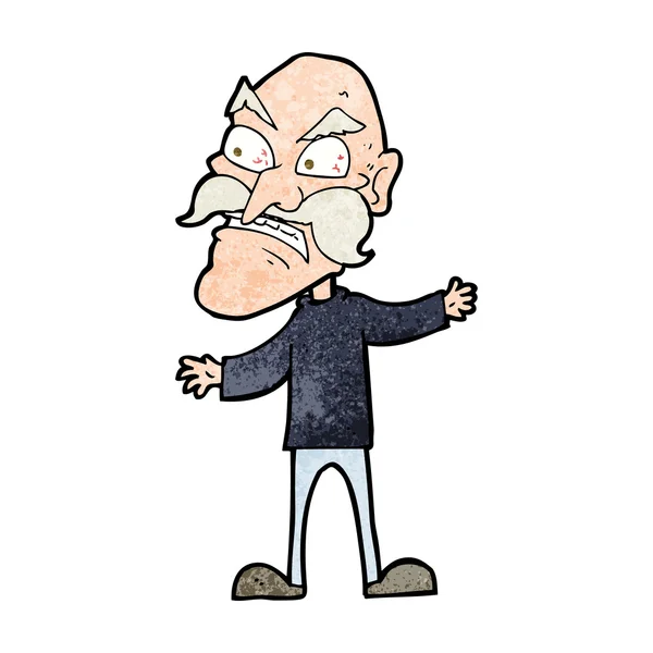 Cartoon angry old man — Stock Vector