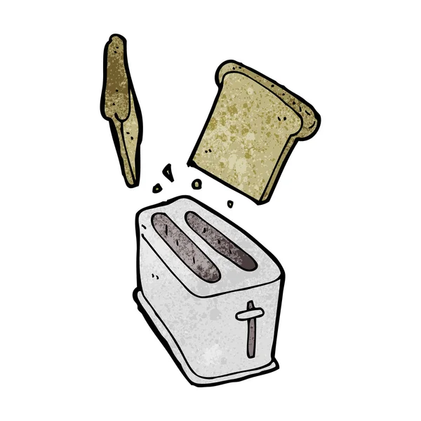 Tostadora de dibujos animados escupiendo pan — Vector de stock