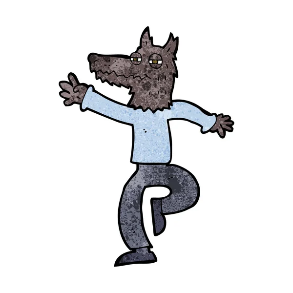 Dibujos animados lobo feliz hombre — Archivo Imágenes Vectoriales