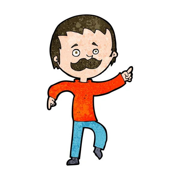Hombre de dibujos animados con bigote apuntando — Archivo Imágenes Vectoriales