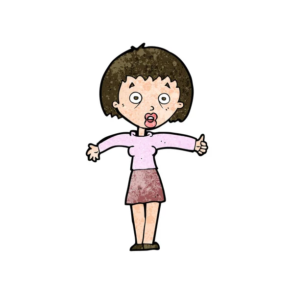 Cartoon verbaasd vrouw — Stockvector