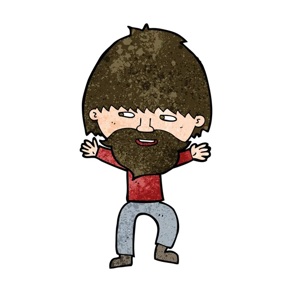 Cartoon gelukkig man met baard — Stockvector