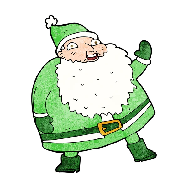 Grappig zwaaien santa claus cartoon — Stockvector